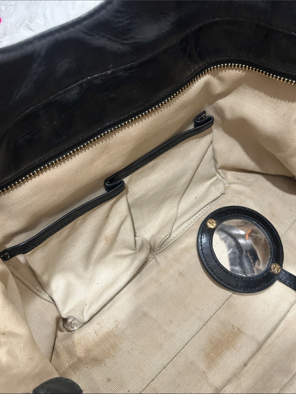 Tory Burch Black Leather Logo Purse with Gold Accents - Picture 9 of 13